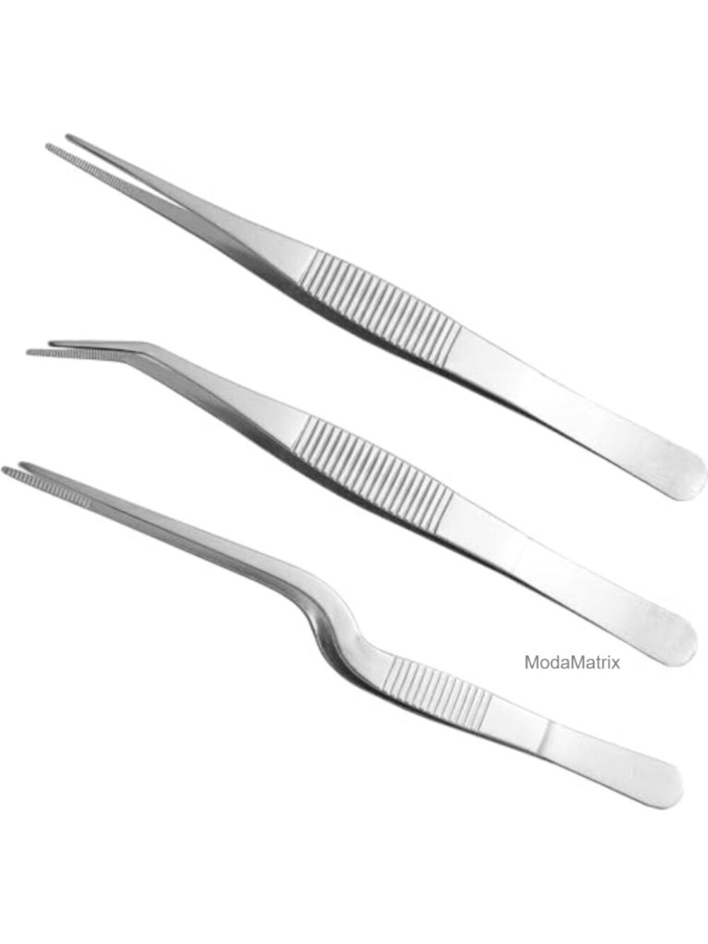 3Pc Stainless Steel Precision Tweezers Set 6.4" Multi-Purpose